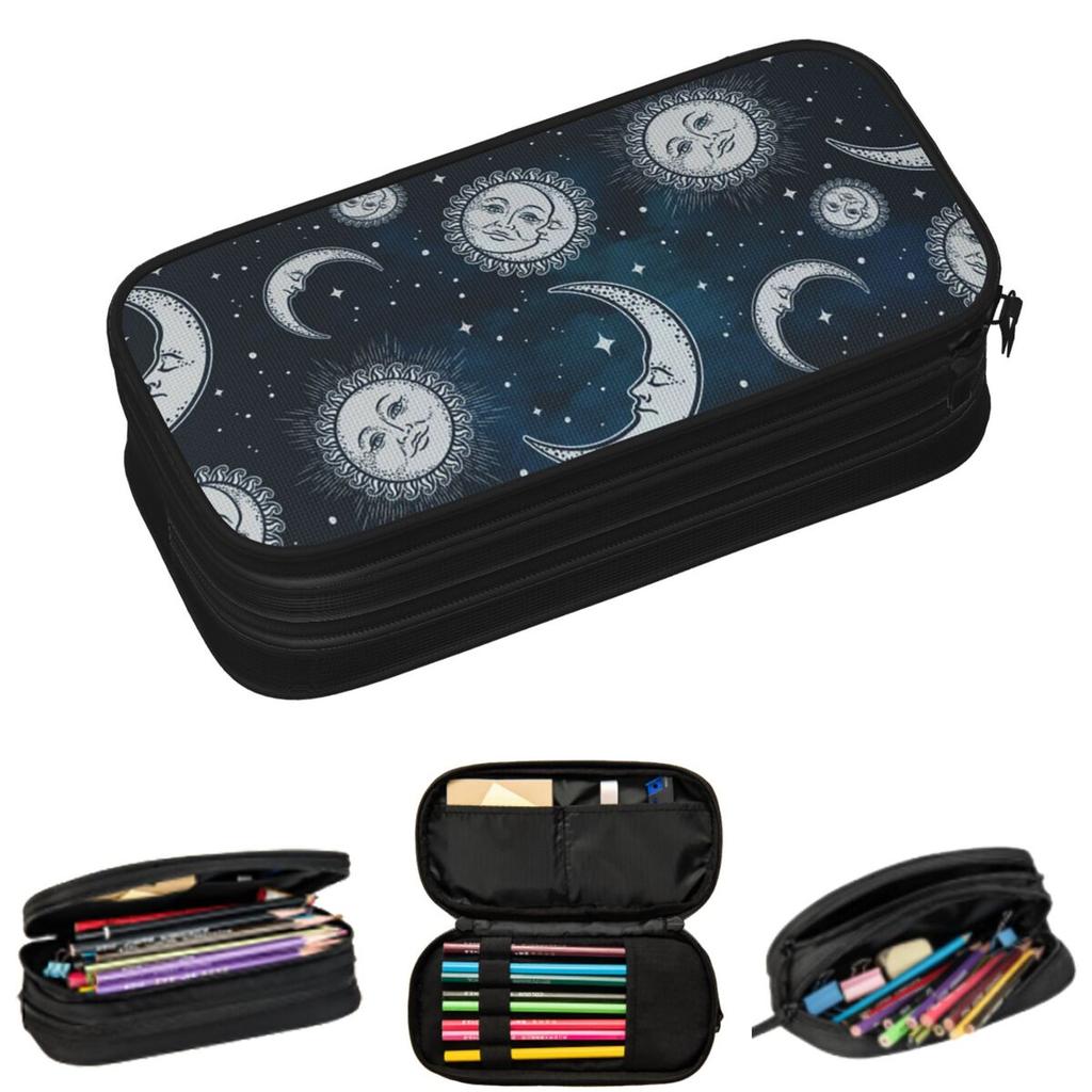 Celestial Mystic Esoteric Magic Sun Moon Pencil Cases for Students School Pen Box Pencil Bag Large Capacity Pencil Pouch