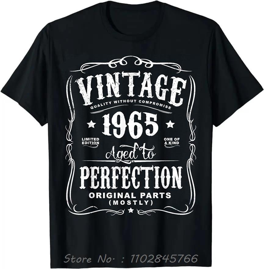 Vintage Mens Clothing Decorations Oversized Tshirt Funny 1965 Fitness T Shirt Custom Casual Camiseta Hombre Cotton Tshirt