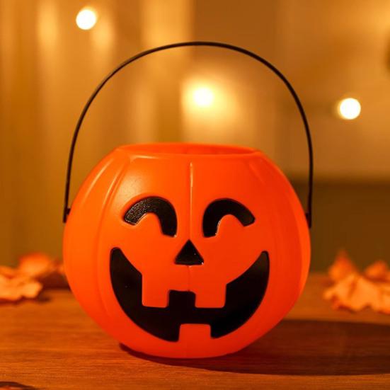 Yousheng Halloween Candy Bucket Trick or Treating Pumpkin Bucket Storage Basket Portable Halloween Candy Bowl Child Snack Holder for Party Favors