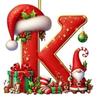 Red Initials Christmas Ornaments 2D Acrylic Personalized Gnomes Monogram Pendant with Santa Hat 26 Letters Christmas Tree Hanging Decoration for Xmas