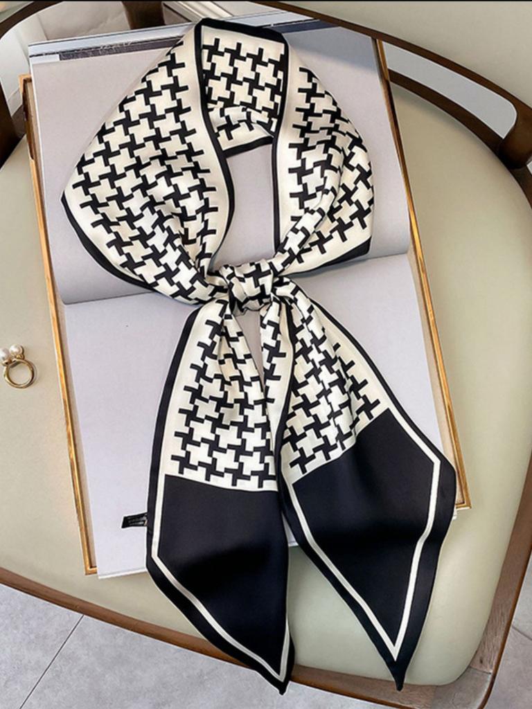 Luxury Design Silk Skinny Headwear Scarf Women Print Spring Neck Tie Hair Hand Bag Ribbon Wrist Belt Foulard Headband Lady