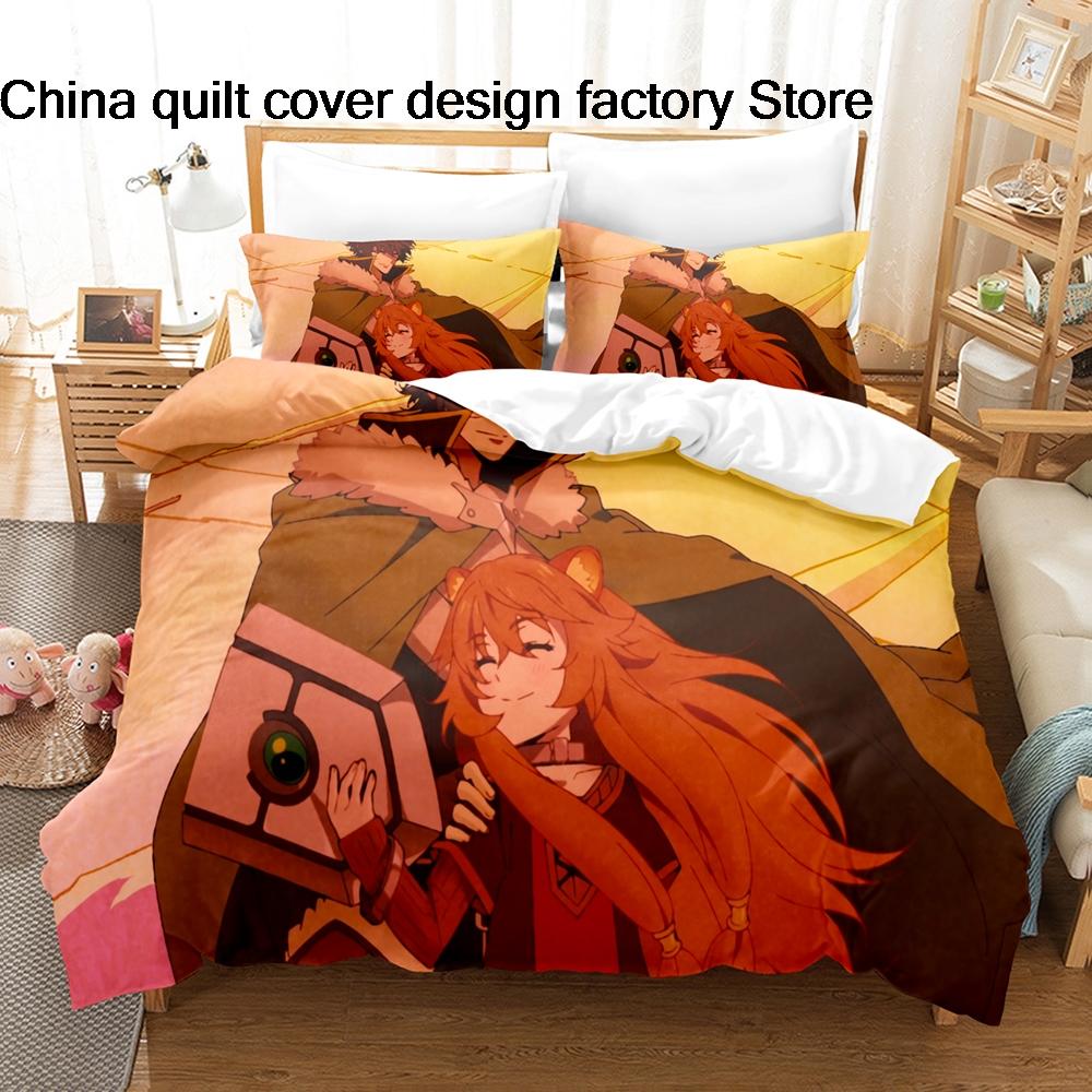 The Rising Of The Shield Hero Anime Bedding Set 3Pcs Isekai Manga Duvet Cover Set With Pillowcases For Teens Fans Bedroom Decor