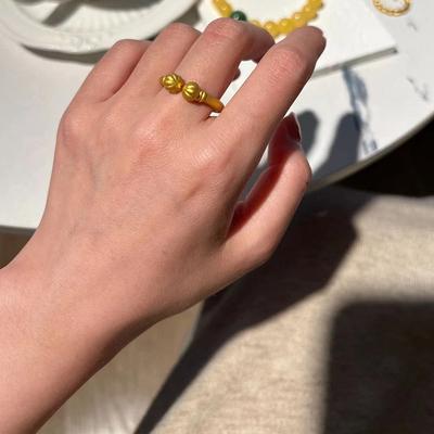 Ancient Gold Pumpkin Head Ring Fashionable Retro Light Luxury Index Finger Ring Opening Adjustable Jewelry