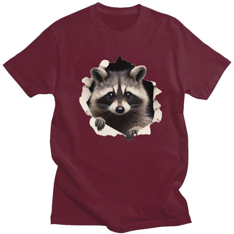 Custom Funny Raccoon T Shirts Men Pure Cotton Tees Tshirt Tshirt