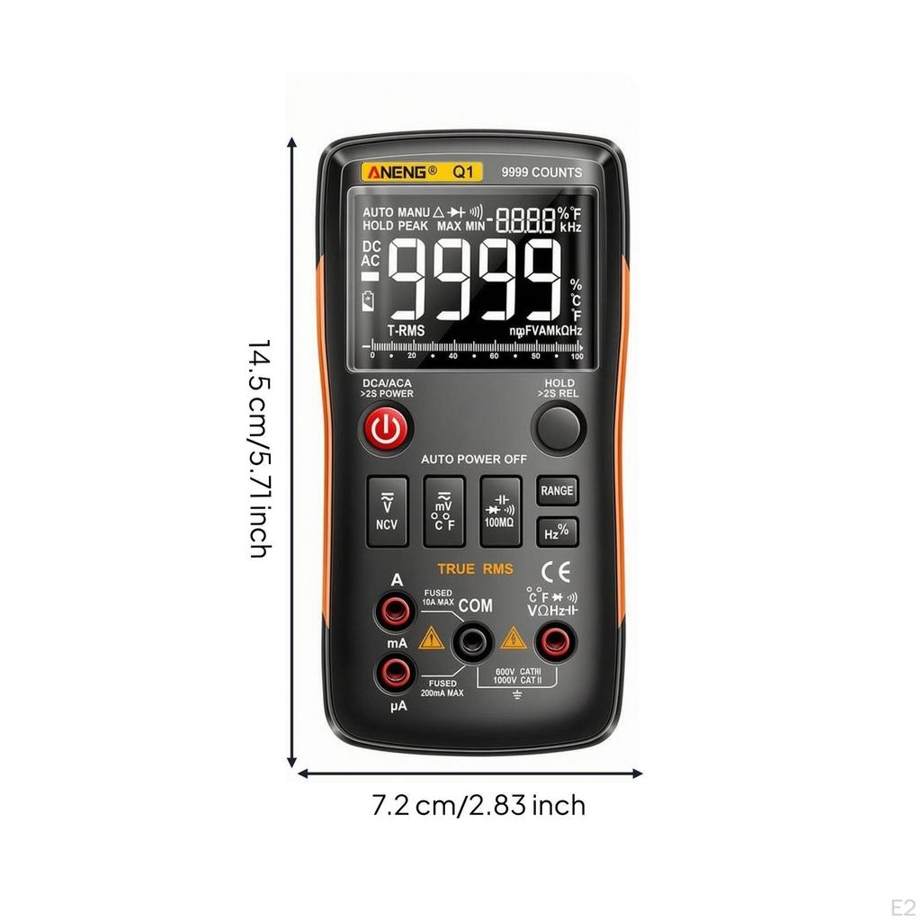 True RMS Electrical Tester | Large VA inverseDisplay Screen, Digital Multimeter, Builtin deployable