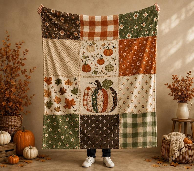 Fall Decor Blanket Gift, Pumpkin Season, Fall Decorations for Home, Rustic Autumn Floral Blanket, Farmhouse Thanksgiving Decor, Autumn Gifts