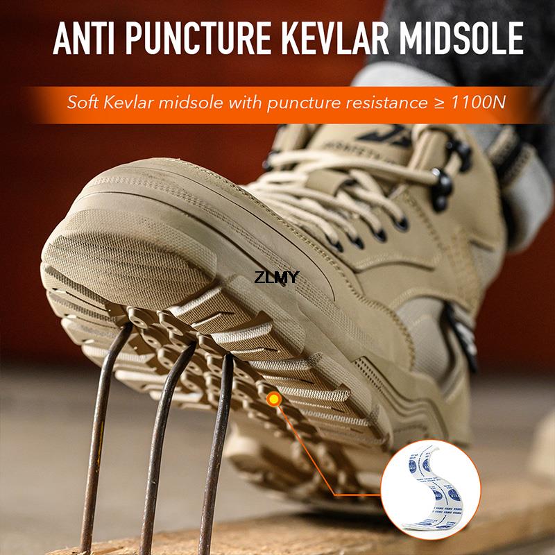 Μπότες Ασφαλείας Εργοταξίου ZLMY Ανδρικές Ψηλές Μπότες Ασφαλείας με Ατσάλινη Μύτη Αντιδιατρητικές Παπούτσια Συγκολλητή Ελαστικές Μπότες Εργασίας Αντισπινθηρικές