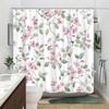 Floral Shower Curtain, Pink Purple White Watercolor Flowers & Green Leaves,  Machine Washable Polyester, Romantic Bathroom Decor