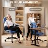 Linen Look Computer Desk Chair Executive Office Chair With Flip Up Armrests And Thick Cushion Blue