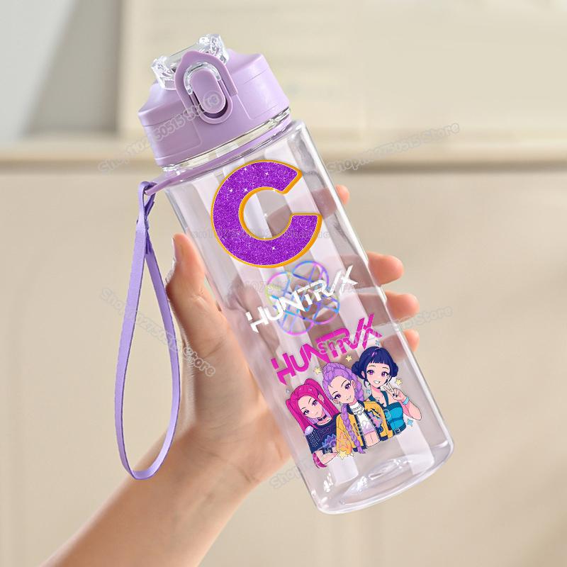 900ml KPop Łowcy Demonów List Butelka na Wodę Rumi Mira Zoey Dziewczęca Szkolna Kubek na Napoje Duża Pojemność Dziecięca Sportowa Outdoorowa Butelka ze Słomką