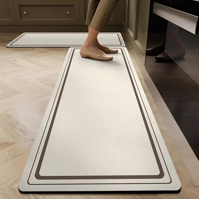 Modern Minimalist Kitchen Rug Non-Slip, Stain-Resistant Diatomaceous Earth Mat Absorbent Bathroom Door Mat Home Decor