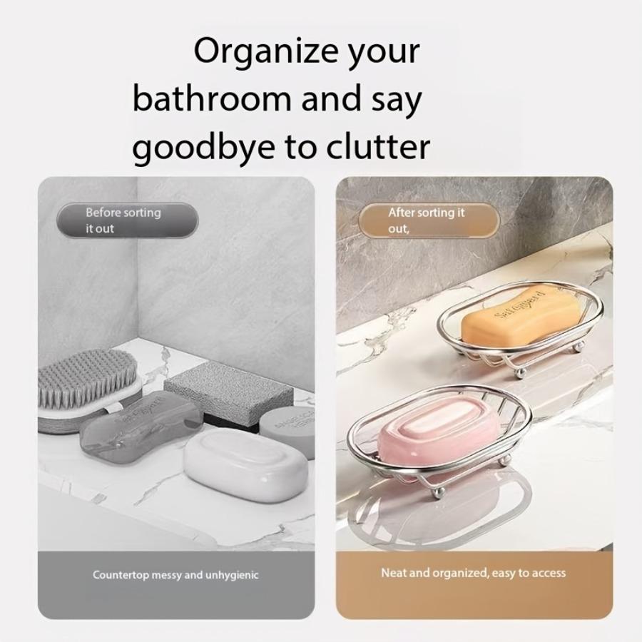 Creative Soap Dish, Oval Soap Tray with Drainage, Bathroom Soap Holder, Thickened Stainless Steel Material, Durable, Bathroom Accessory