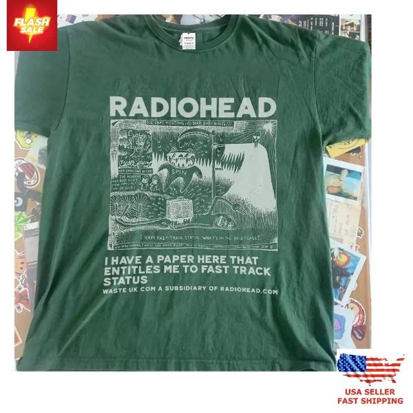 New Apparel Radiohead band Ok Computer albums 90s Green T shirt Reprint S