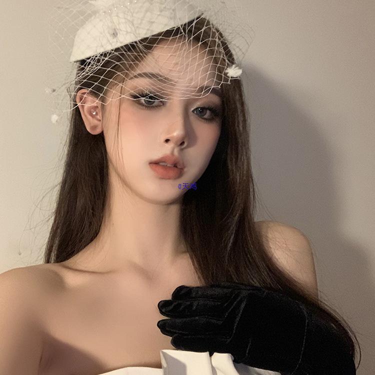 Women's Black Retro Mesh Hair Accessory – Elegant French Halloween Headwear