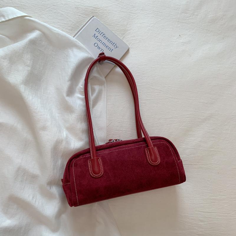 Boston bag women 2025 new trendy popular Korean niche retro bowling bag portable shoulder armpit bag