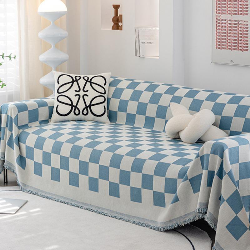 Chessboard Grid Nordic Instagram Style Sofa Cover Cloth Four Seasons Universal Dustproof Double-Sided Can Be Spread Sofa Blanket Cover Towel