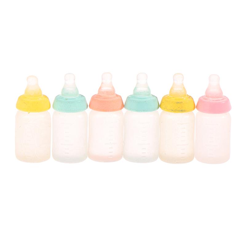 6Pcs 1:12 Dollhouse Miniatures Milk Bottle Baby Bottle Model Doll House Decor