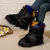 New Winter Fur Onepiece Raccoon Fur Female Snow Boots Fur Shoes Outdoor Mid Leg Boots