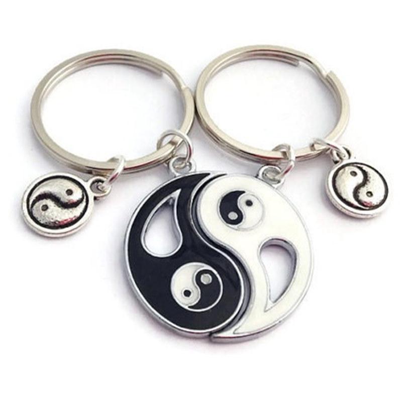 Tai Chi Yin Yang Bagua Friendship Keychain Set for Couples