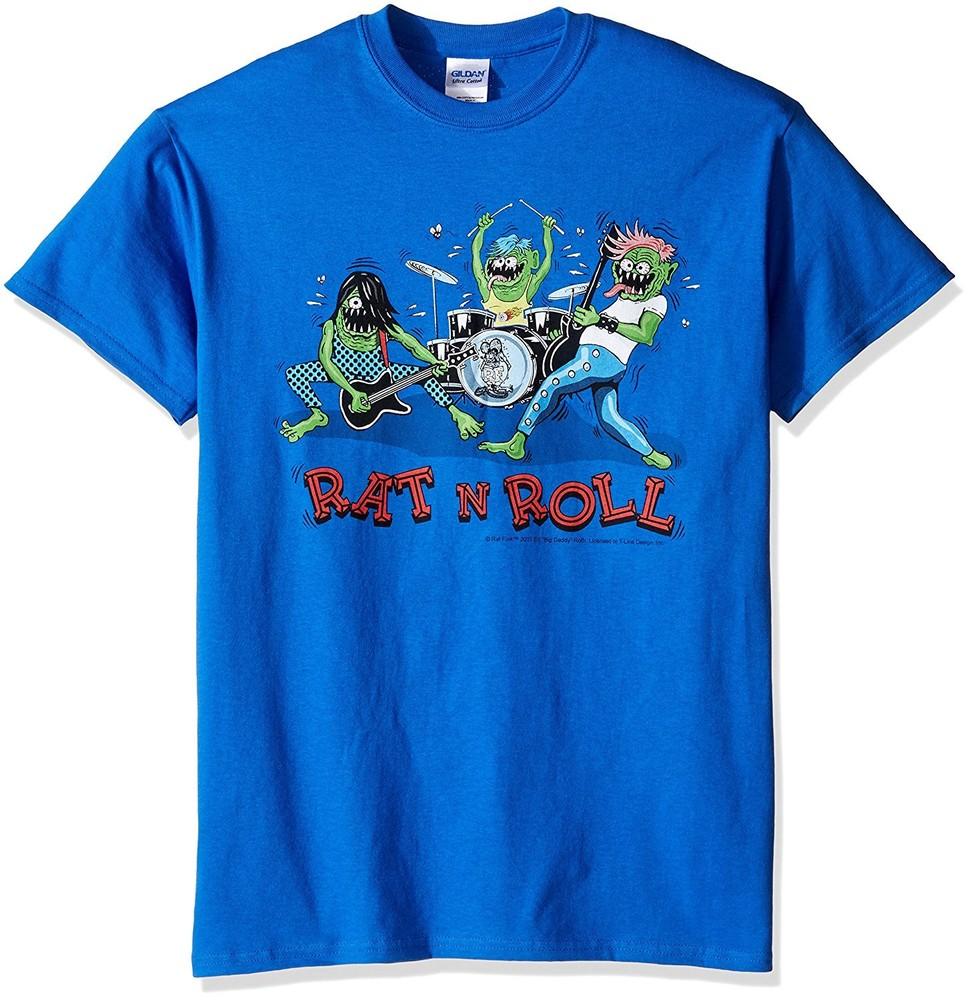 Мужская рубашка Rat Fink Big Daddy Ed Roth RAT n ROLL Королевский синий. Футболка Unisex S