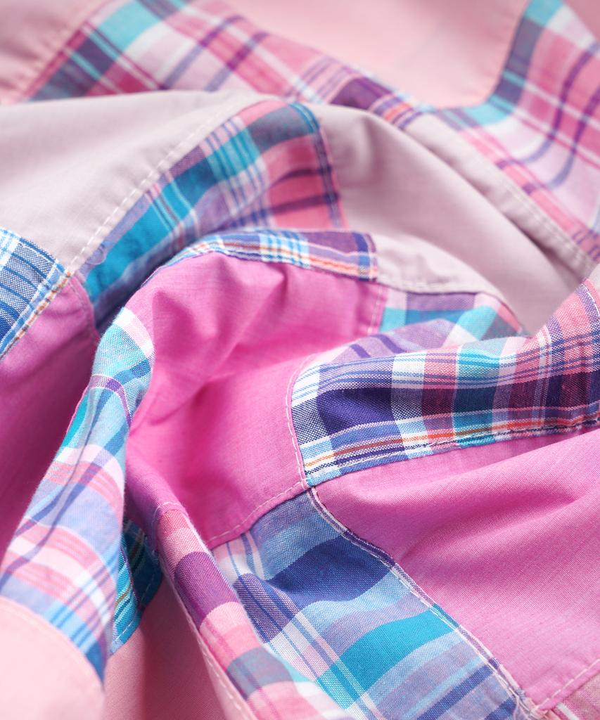 FRIZMWORKS Madras Patchwork Relaxed Shirt _ Pink