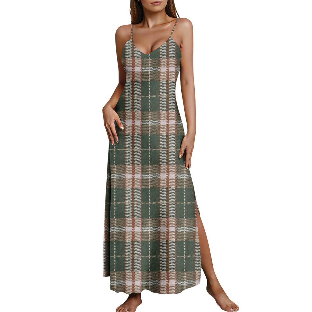 Sleeveless Plaid Maxi Dress for Women Casual Spaghetti Strap Sundresses for Women Summer Dresses Boho Dresses for Women 2026