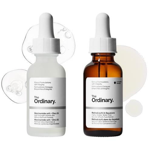 The Ordinary Niacinamide 10% + Zinc 1% Serum 30ml + Retinol 0.2% in Squalane Serum 30ml Pore Care & Anti-Aging Set 30ml+30ml