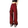 Unisex 2023 Red High-Waist Loose Wide-Leg Cuff Overalls - Niche Style