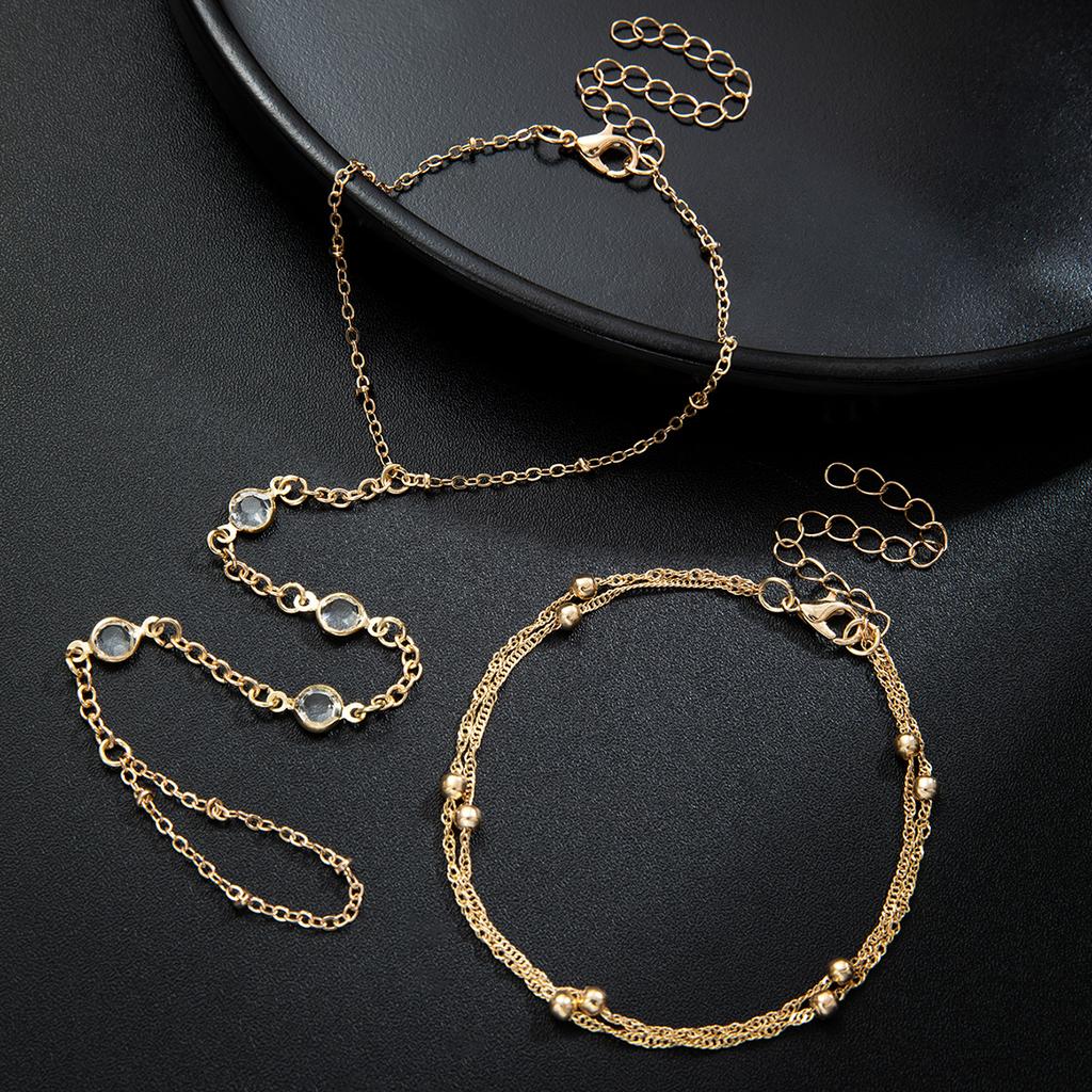 2 Fashionable and Minimalist Glass Buckle Chains, Toe Chains, Multi-layer Layered and Sexy Women's Beach Ankle Chains