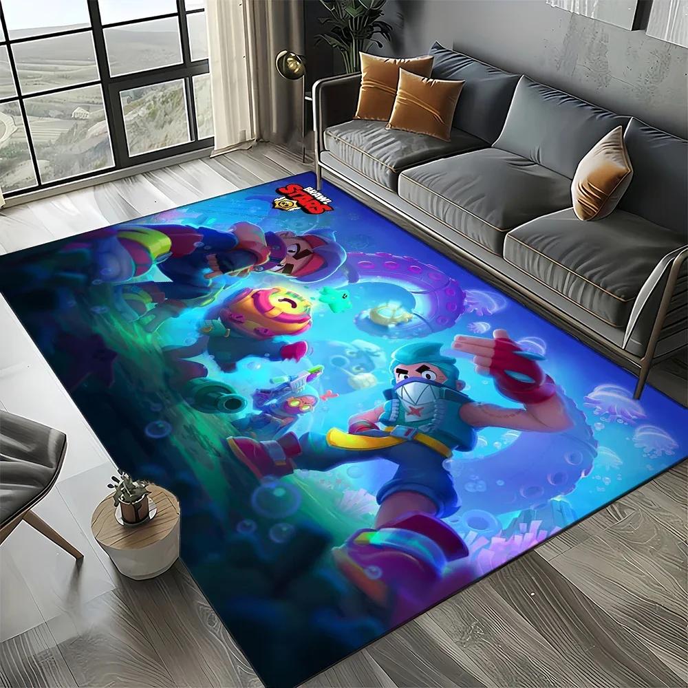 2025 New Style Brawlls Game Cartoon Game Carpet Rug for Living Room Bedroom Home Sofa Decoration,Kids Non-slip Floor Mat