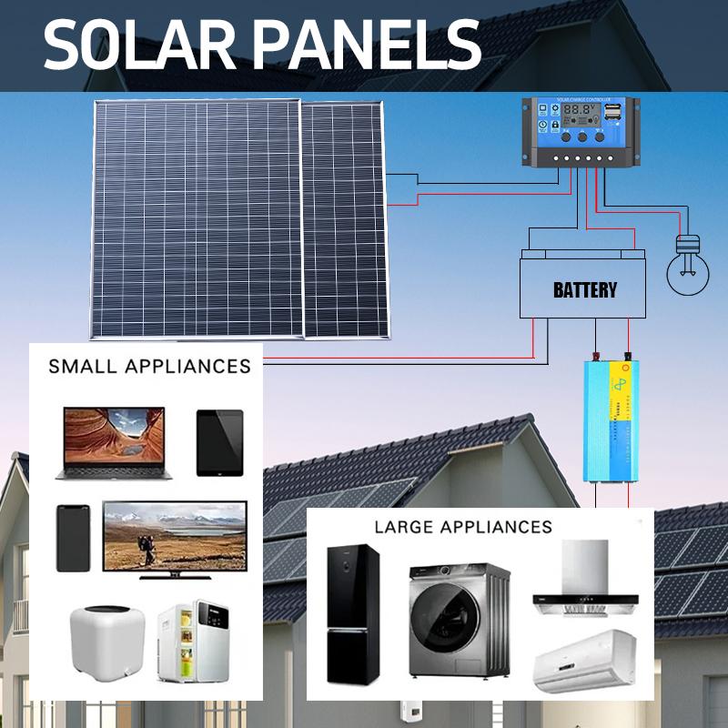 500W-1000W Polycrystalline Solar Panel Kit 12V Portable Charger Power Generator for Home RV Camping Outdoor Travel 4