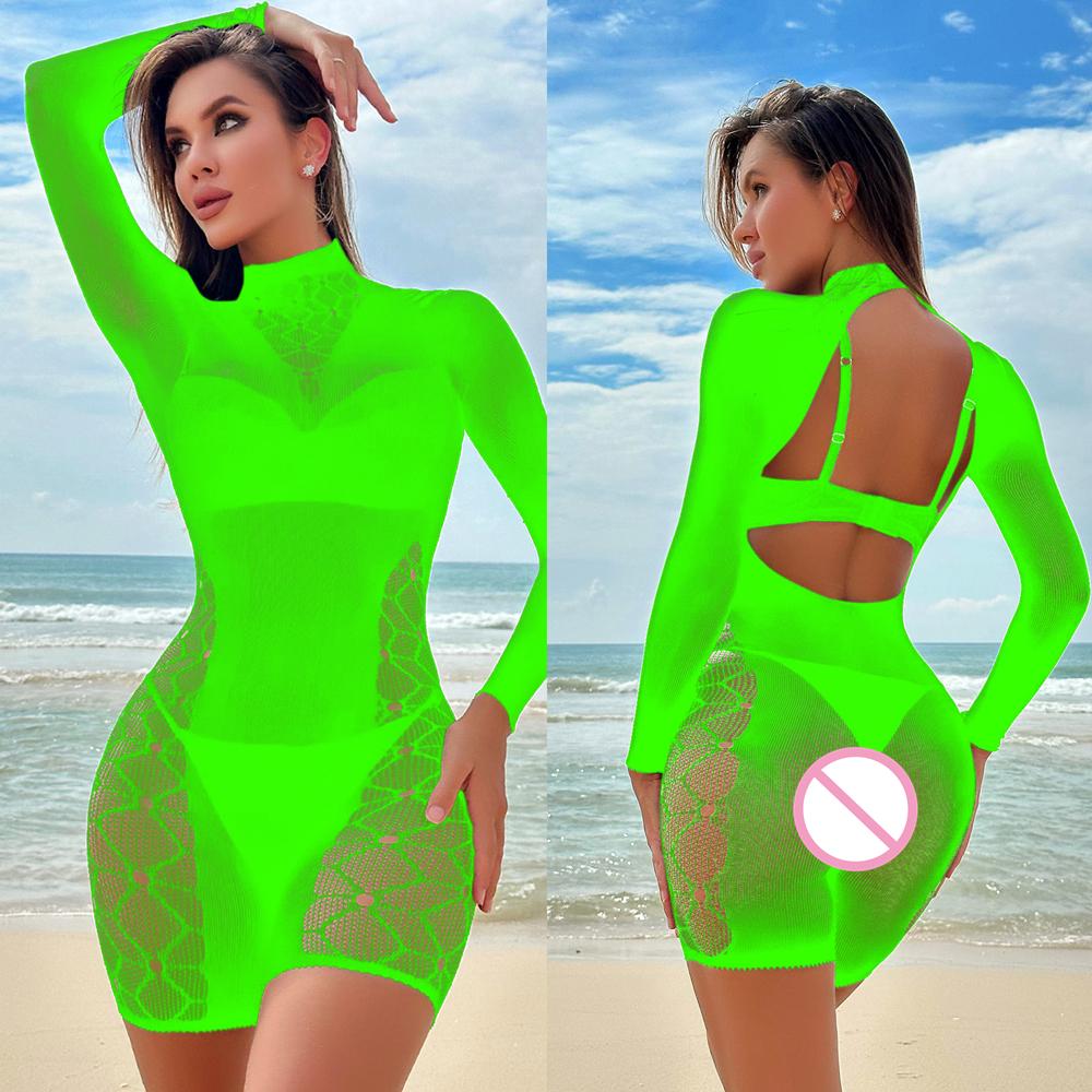 New Women Tight Lingerie Costume Erotic Mesh Hollow See Through Full Body Stocking Clothes Sexy Fish Net Jumpsuit Sleepwear