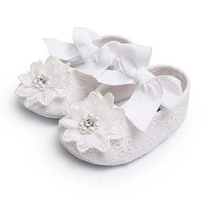 Baby Weichsohlenschuhe Neugeborene Kleinkinder Lauflernschuhe mit Schleife und Blumenverzierung für 0-6 Monate alte Babys Weiche Bequeme Passform