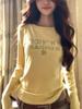 Sweet Y2k Aesthetic Long Sleeve Women T-shirt Vintage Letter Print Slim Tshirts Autumn Winter Fashion Bottoming Tee Shirts Female