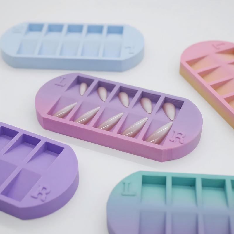 8-Grids Nail Tip Storage Tray With L/R Mark False Nail Display Organizer Reusable Nail Art Storage Plate For Salon & Home Manicu