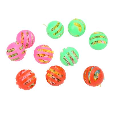 10 Pezzi Giocattolo Palla per Uccelli Colorata Cava Riempita Pappagalli Palline per Cibo con Campanellino per Cocorita Calopsitta