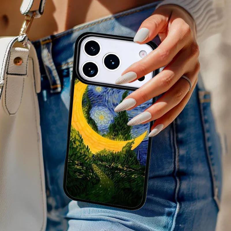 Paintings Starry Night Van Gogh Bumper Phone Case For iPhone 17 Air 14 15 13 12 Max Cover For Apple 16e 11 Pro Max Plus Coque