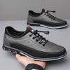 Fashion Men Sneaker Retro Leather Casual Shoes Adjustable Elastic Band Slip on Shoes Soft-sole Driving Shoe Men Shoes Big Size53