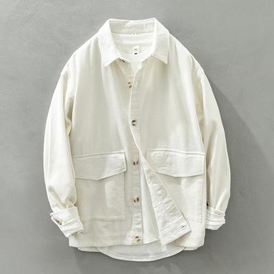 Herreskjorte med lange ermer i kordfløyel - Japansk Retrostil, Ledig passform, Allsidig jakke