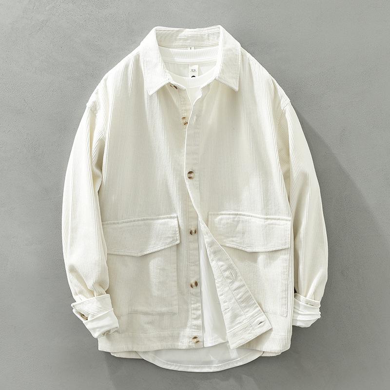 Men's Long-Sleeve Corduroy Shirt - Japanese Retro Style, Loose Fit, Versatile Jacket