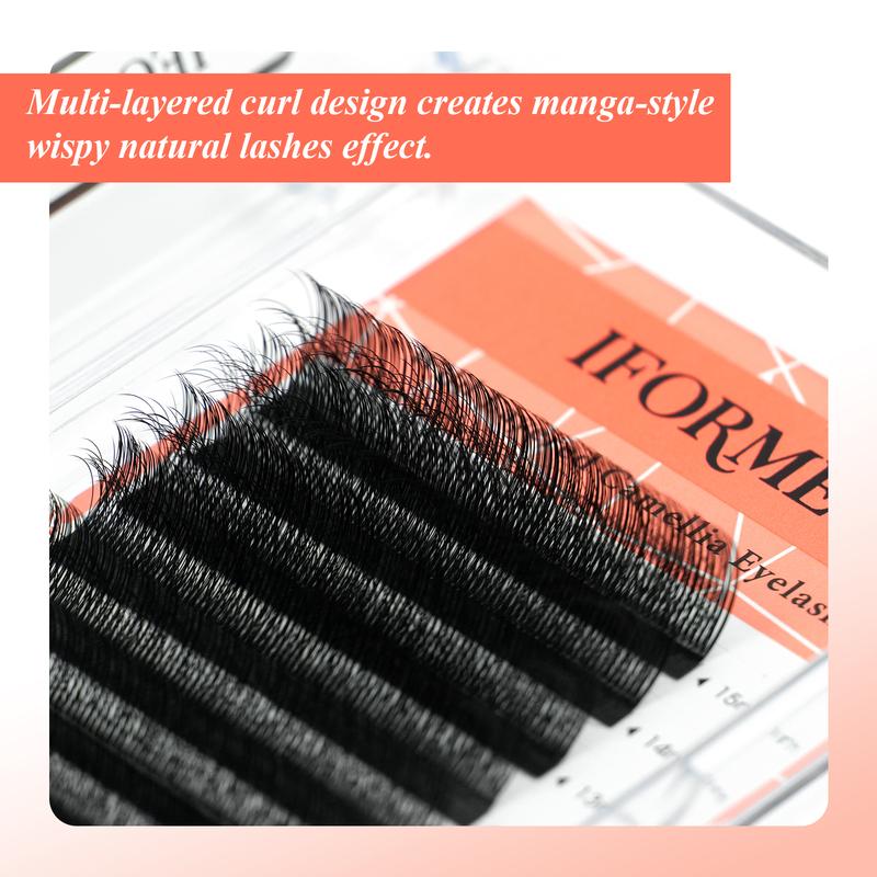 IFORME Wild Multiple Layered Camellia Eyelash Pre-glued Base Easy Fan Wispy Fluffy Eyelash Extension LB LC LD M LU
