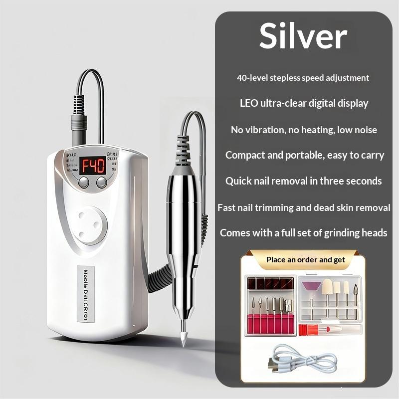 Nail Drill Machine Pro Lathe Nail Milling Cutter Rechargeable Nail Art Electric Sander Motor Polisher With 12 Polishing Head