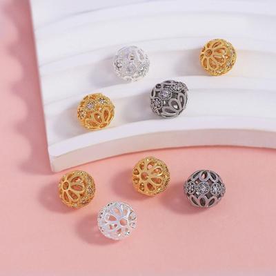 18k Gold-Filled Zirconia Barrel Beads Crystal Bracelet Spacer Jewelry Accessories
