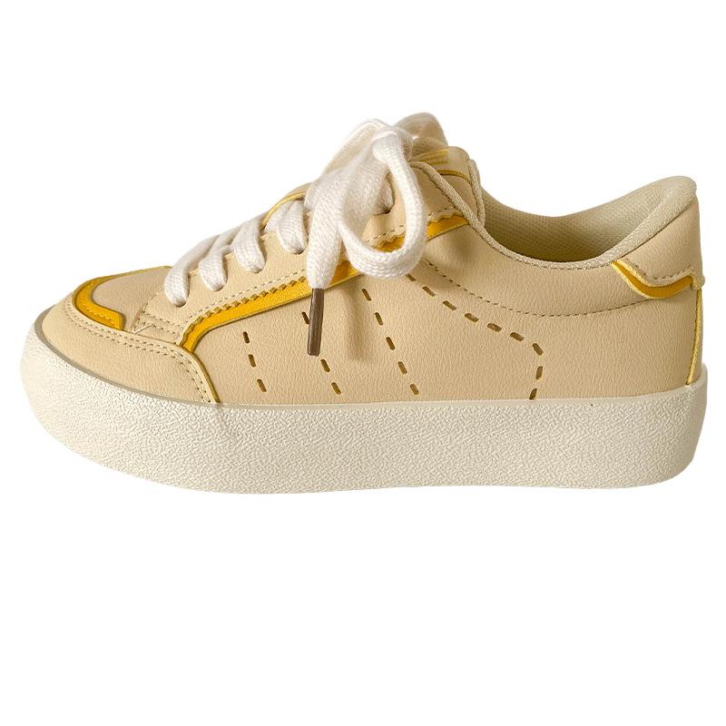 B-9395 latex insole/thick baseplate shoes women's shoes 2025 spring new leather white shoes versatile bread shoes