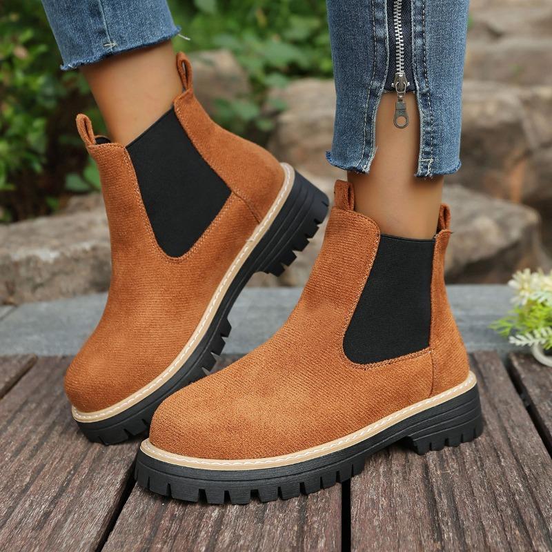 

Velvet-lined Boots - New Style Women s Shoes, Large Size, Casual Round-top Short Boots 43 коричневий