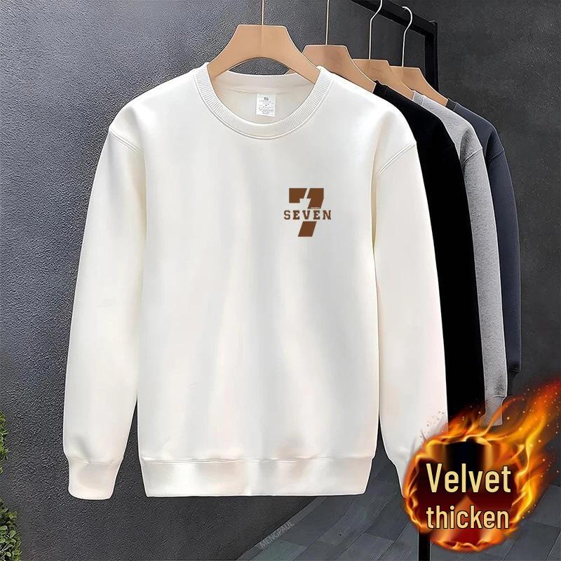 Men's 2025 Stylish Thickened Round Neck Printed Pullover, Long Sleeve, No Hood