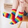 Calzini Cotone Arcobaleno a Cinque Dita Calzini da Donna a Dita di Alta Qualità Calzini in Cotone a Strisce Uomo
