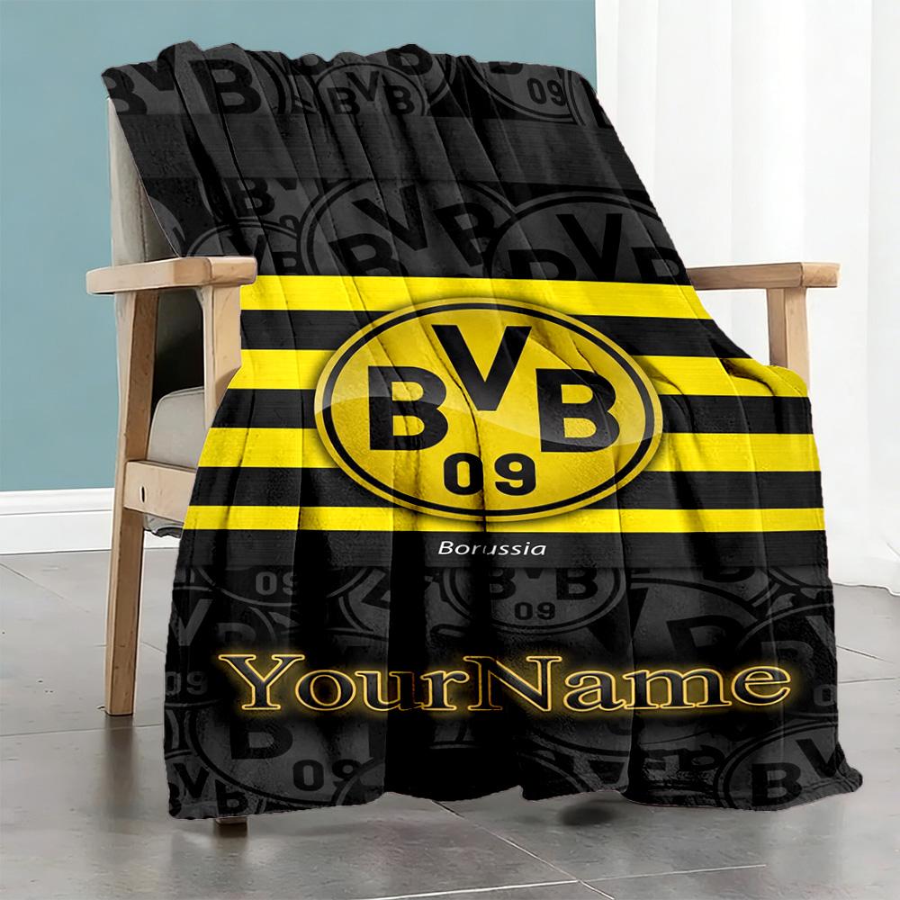 Borussia Dortmund Personalized Text Blanket Cozy Customizable Blanket Soft & Cozy Suitable for Couch Bed Home Decor Picnics for All Occasions