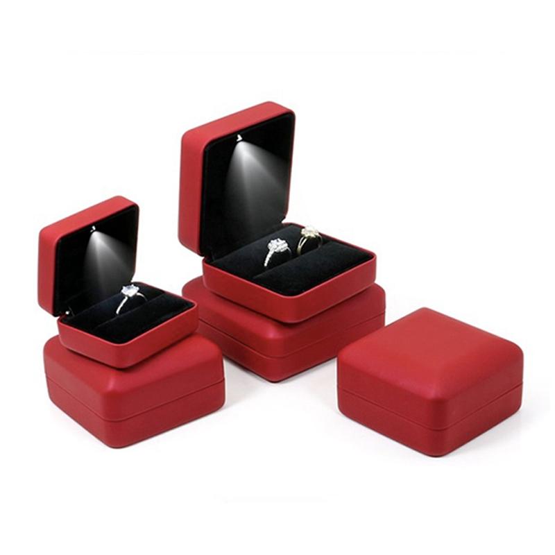 Engagement Ring Earrings Box For Women Jewelry Pendant Box with LED Light Bracelet Jewellery Case Wedding Necklace Display Case