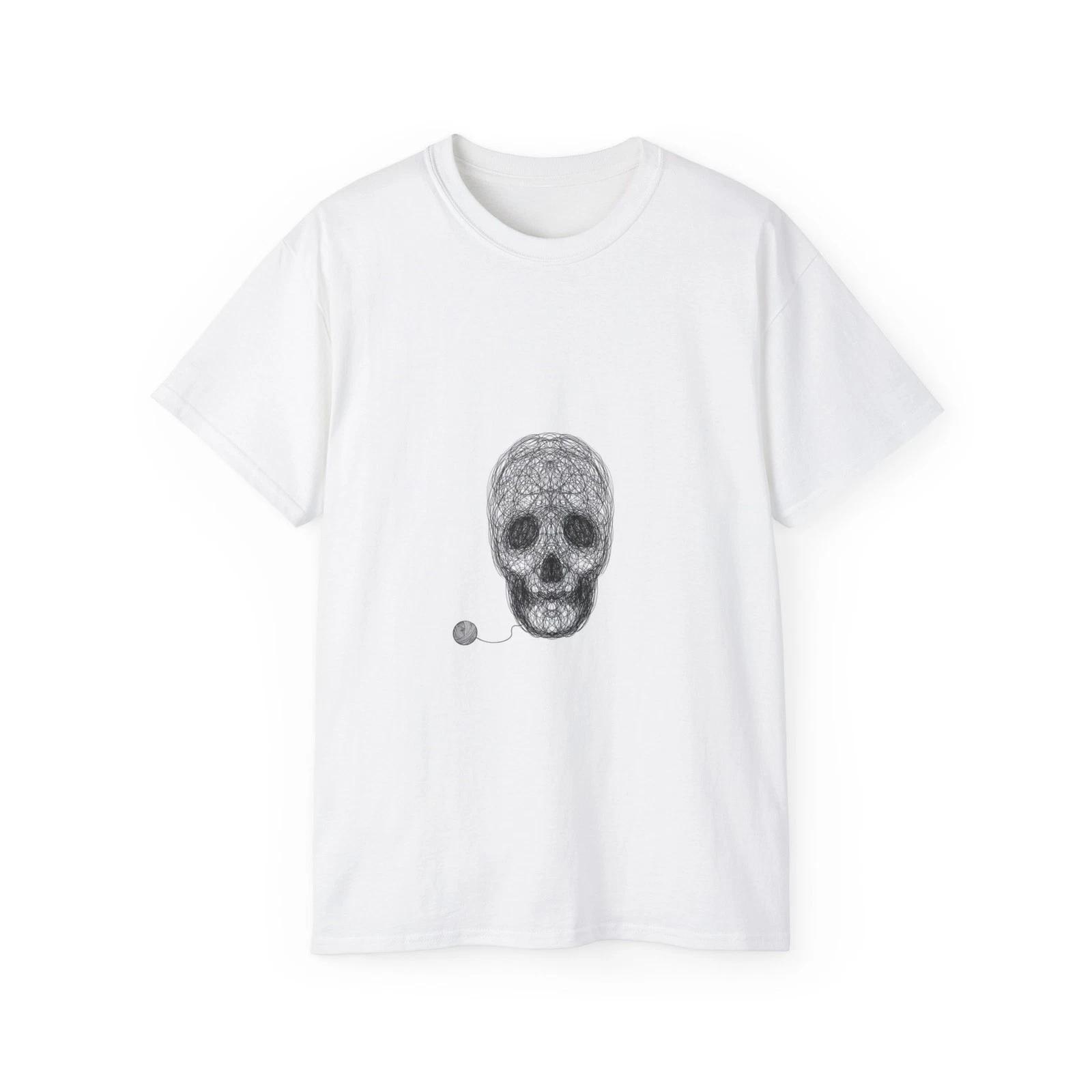 Skull Crane Thread Universe Space Night | Custom Graphic T-Shirt M